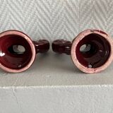 2 fifties red ceramic candle holders, horseshoe pattern