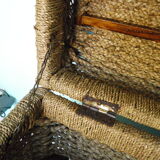 Corsair-style trunk with rounded woven wicker lid, 2 handles - Vintage