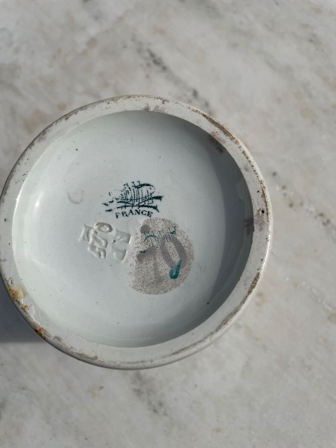Pot à confiture en gres blanc Félix Potin