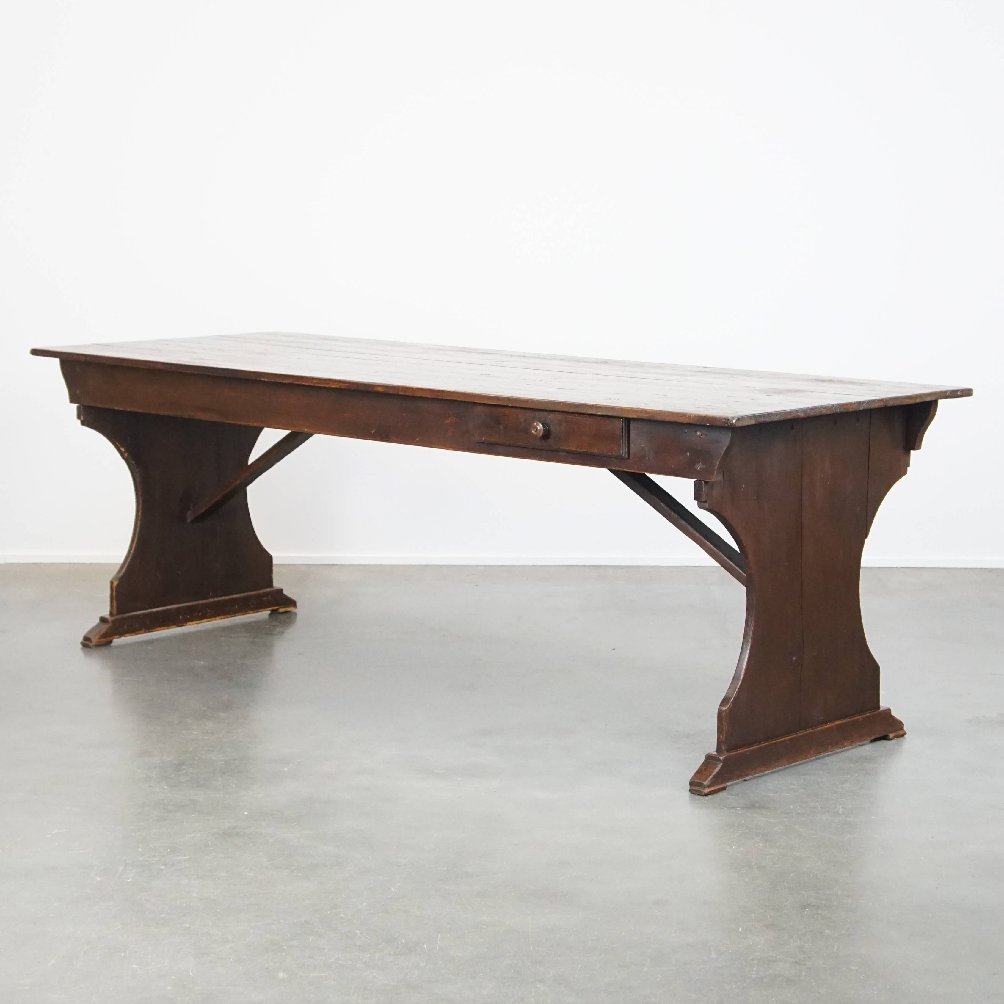 19th-century English pine monastery table.