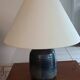 blue glazed ceramic lamp signed Ferrières 1970