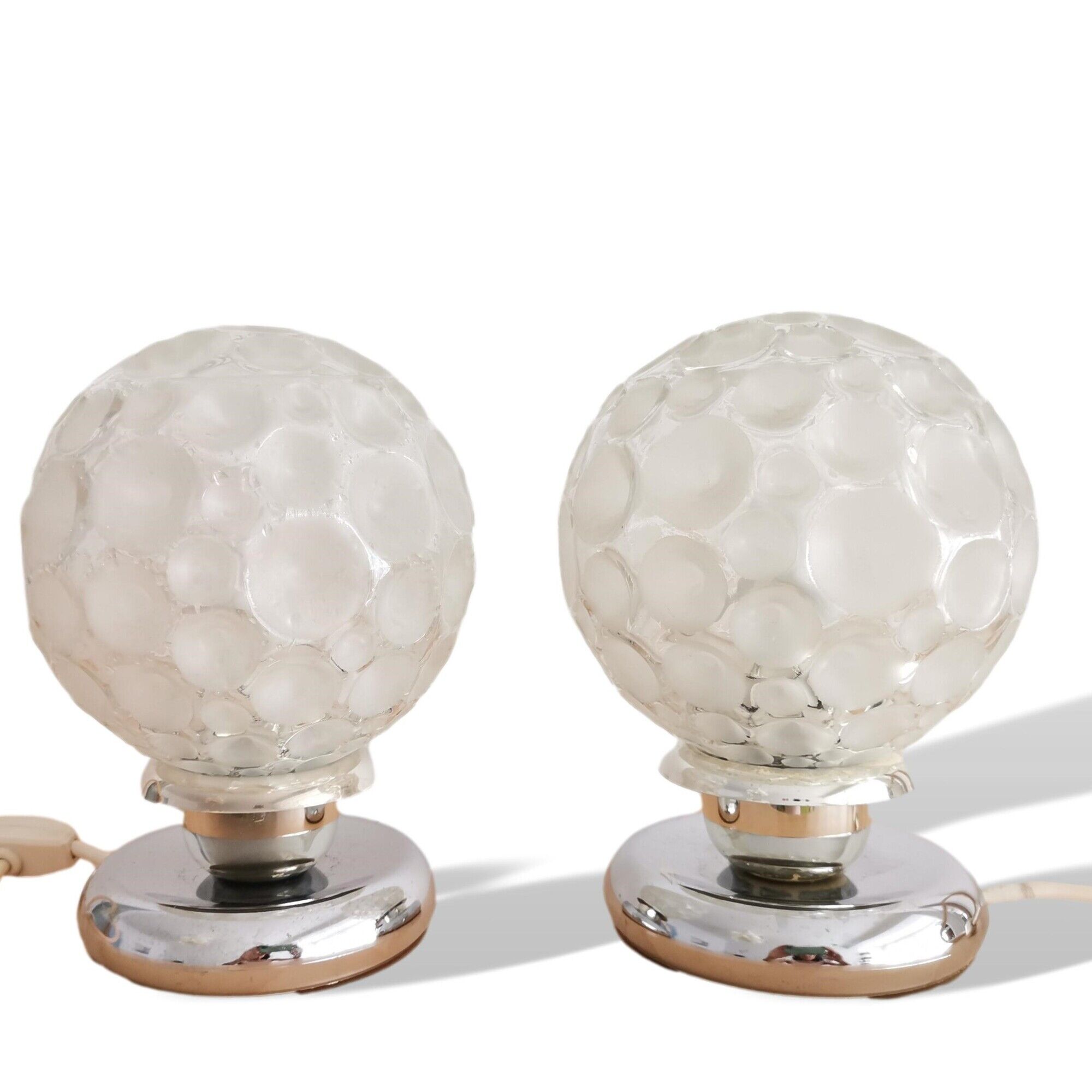 Pair of German 50s Modernisr glass table lamps by Groewe