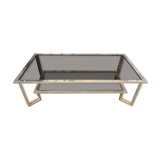Table basse à deux niveaux verre et laiton