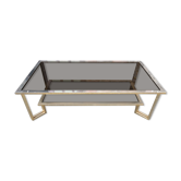 Table basse à deux niveaux verre et laiton
