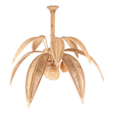 Coconut tree & palm tree pendant light in natural rattan