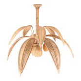 Suspension cocotier & palmier en rotin naturel