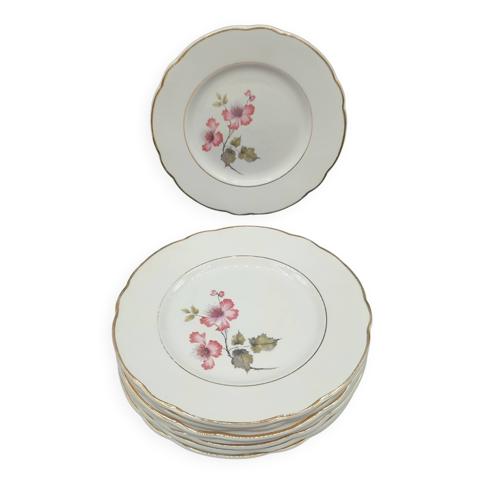 Set of 8 antique Lunéville-Badonviller plates Model "Madrigal"