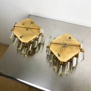 Pair of Venini sconces, Triedi cut glass, Italy, circa 1970s