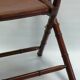 Chaise de campagne, chaise d'officier en teck et bambou, avec assise en cuir cousu et détails en laiton - années 1960