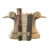 Antique brass bookends – Stylized duck heads