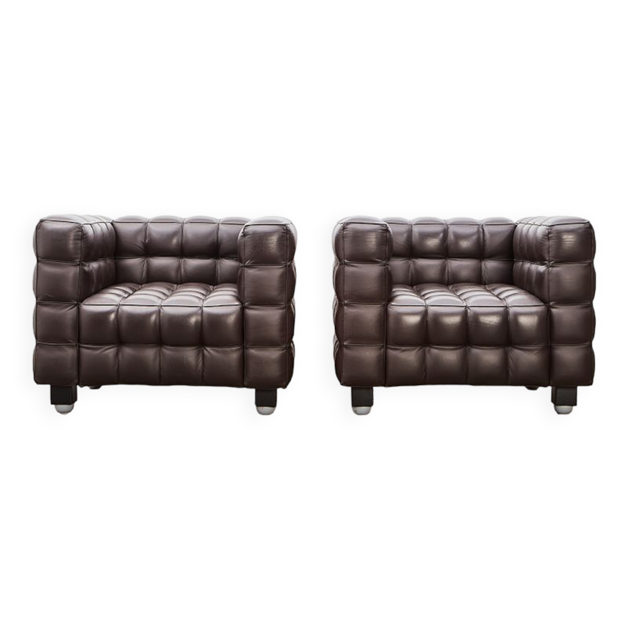 Josef Hoffman pair of Kubus lounge chairs for Wittmann Austria 1910/2011
