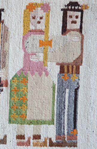 Tapisserie murale polonaise kilim en laine années 70 102x74cm