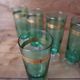 Set of 6 emerald green champagne flutes with gold trim LUMINARC