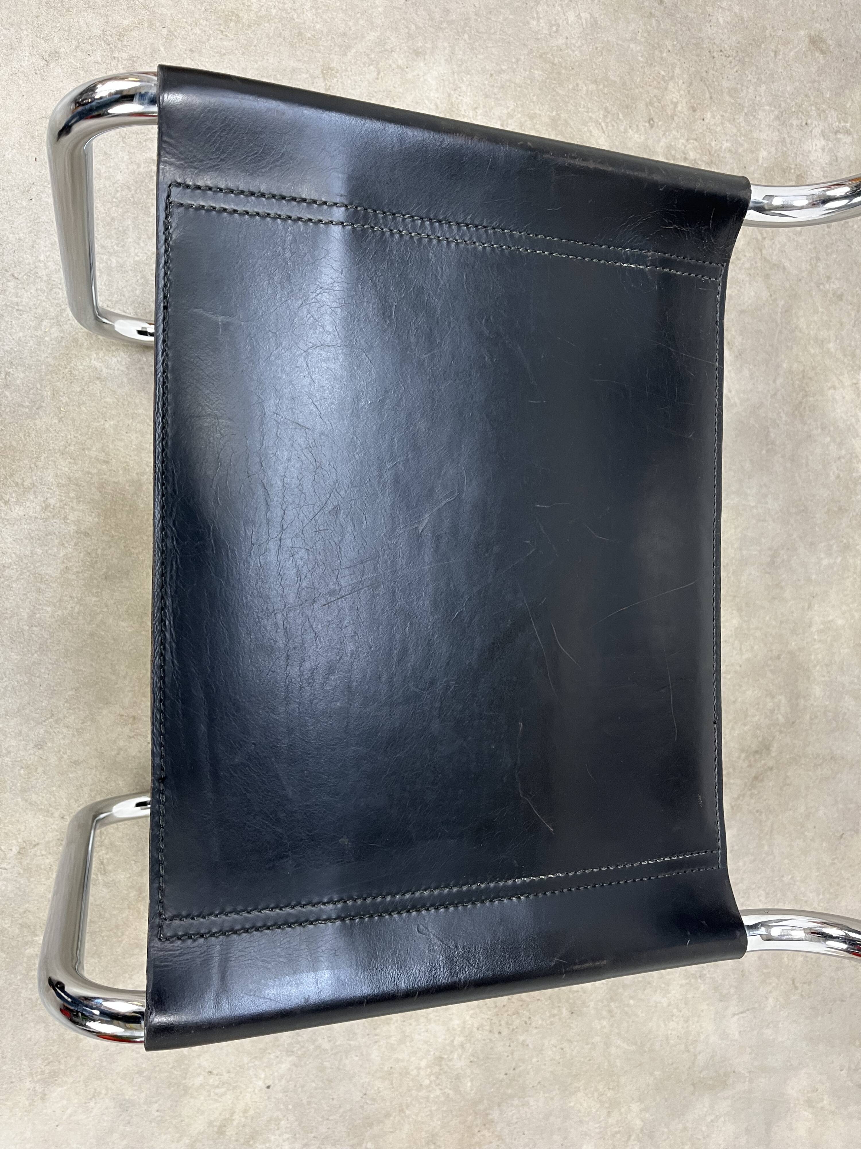 B33 chair black leather, 1980, Marcel Breuer