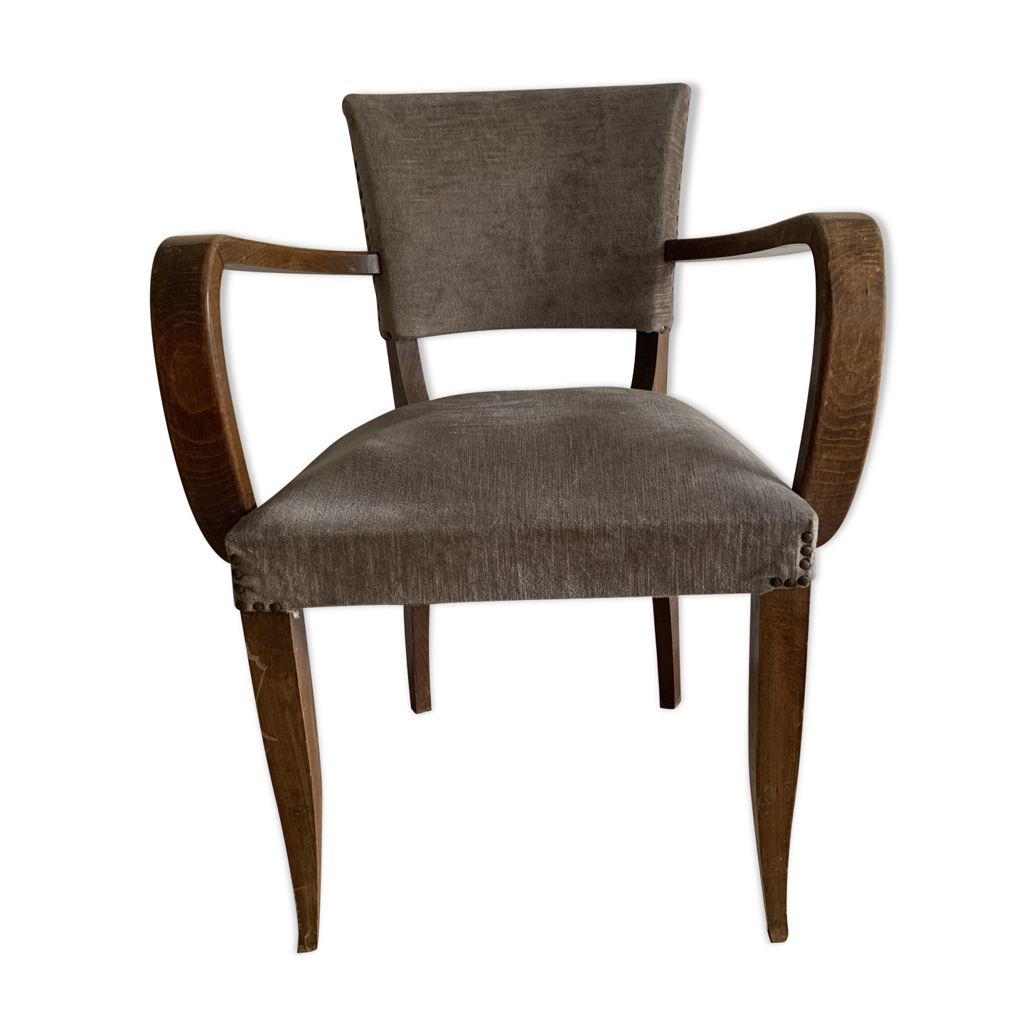 Bridge chair vintage grey velvet