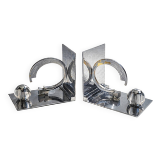 Chrome metal art deco bookends