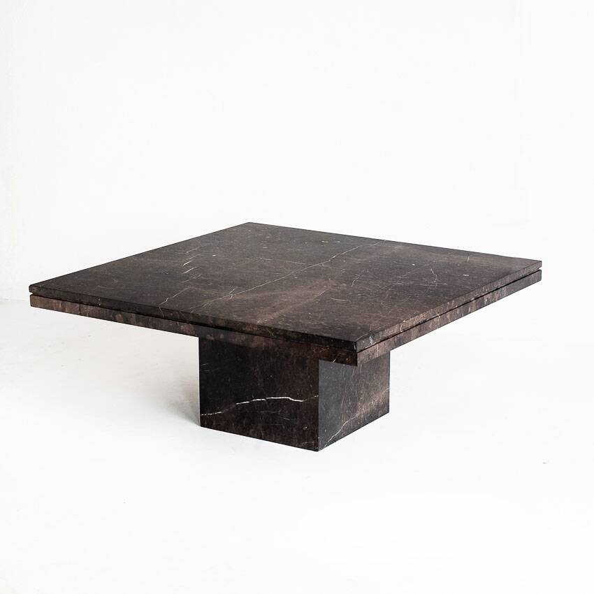 Vintage coffee table. Veined marble. France, 1970s