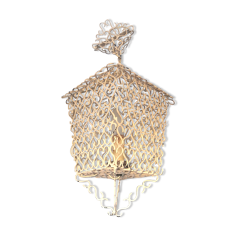 Suspension lanterne en crochets métalliques design années 50 - 60
