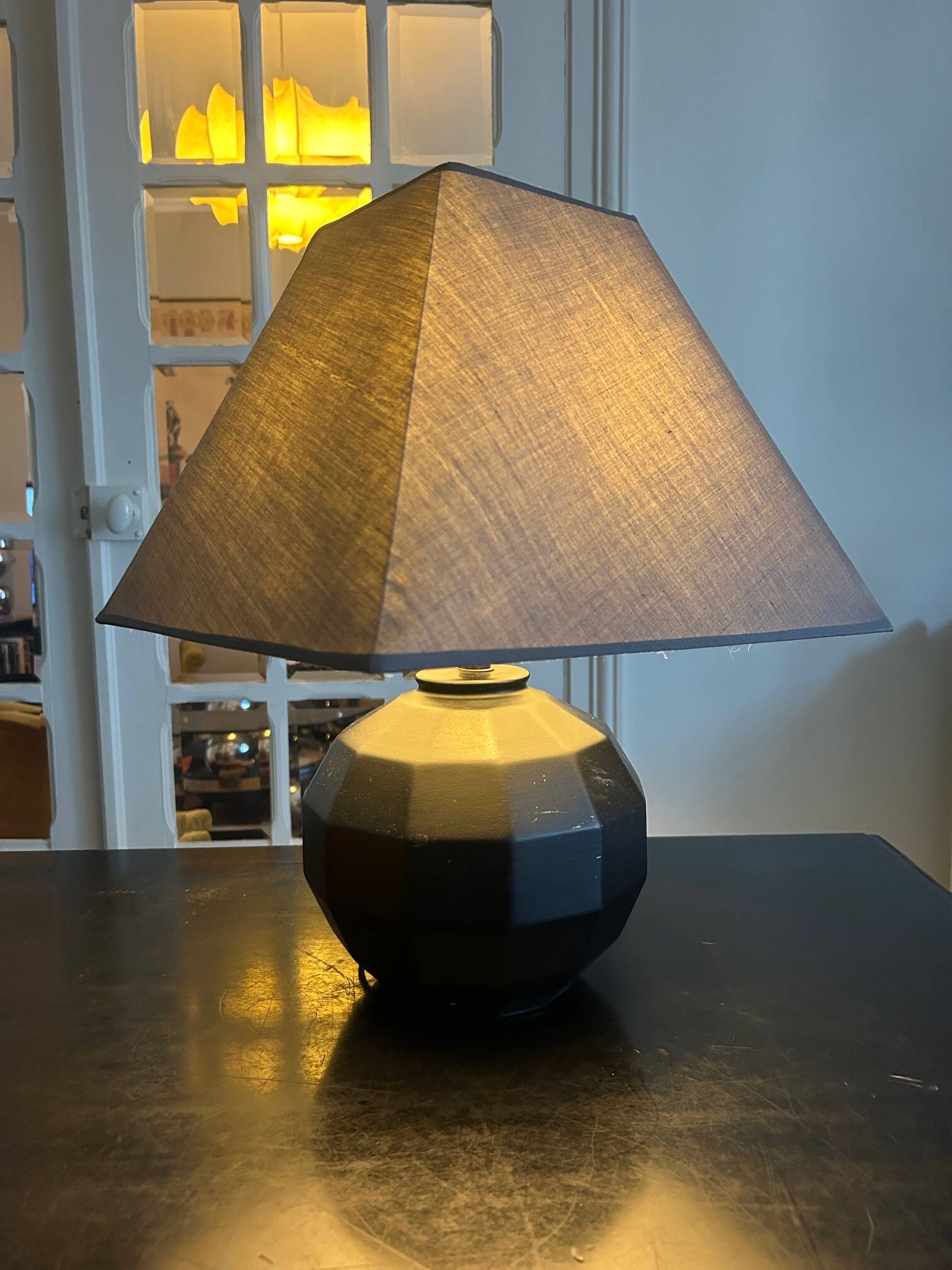 black ceramic lamp from the 80s