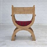 1970s, Danish armchair, original red furniture wool, solid oak wood.