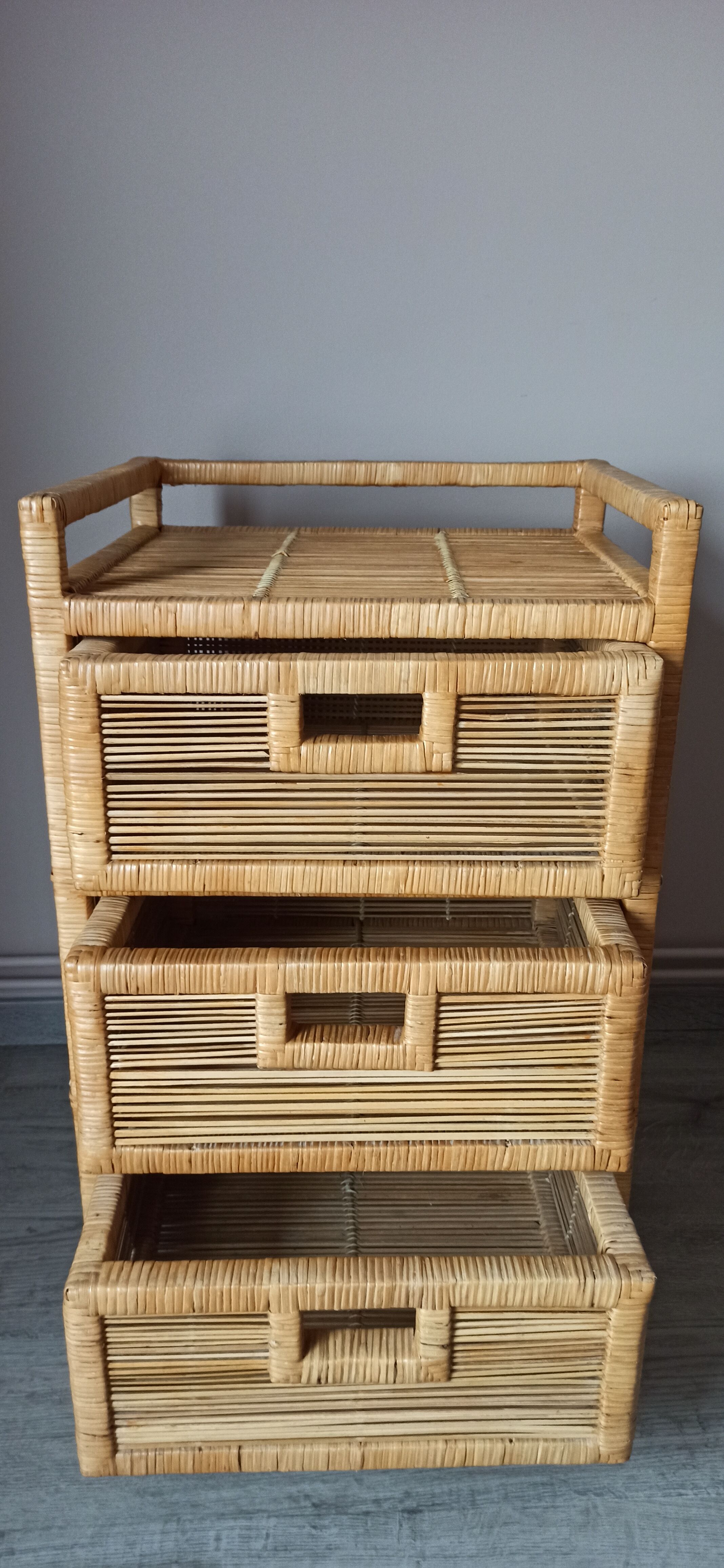 Extra cabinet 3 wicker rattan drawers