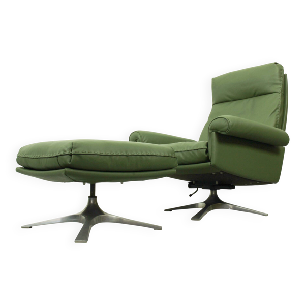 Fauteuil et repose-pieds De Sede DS-31 à dossier haut, années 1970