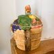 Vintage fruit and bear barbotine teapot