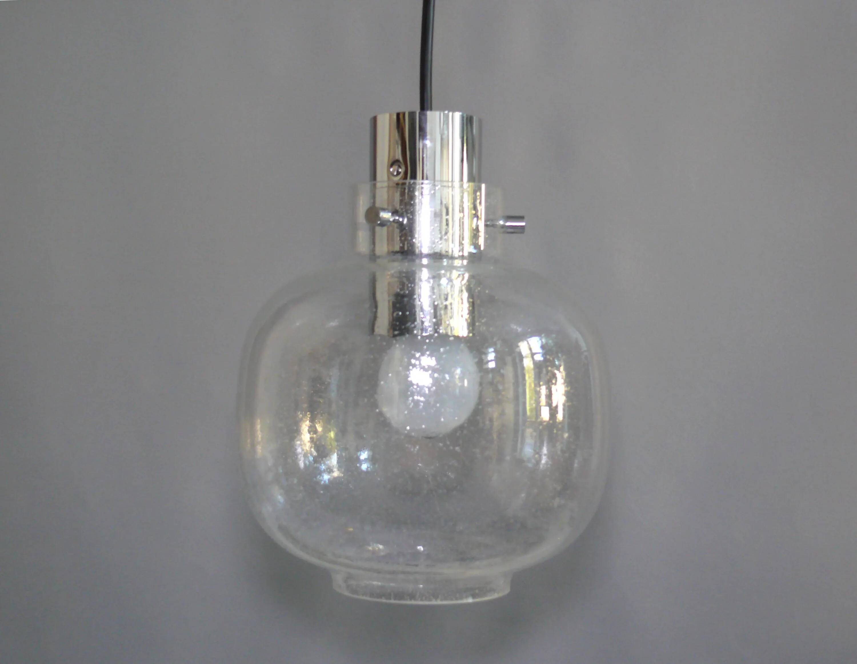 Glass pendant lamp from the 1960s, Glashütte Limburg, vintage