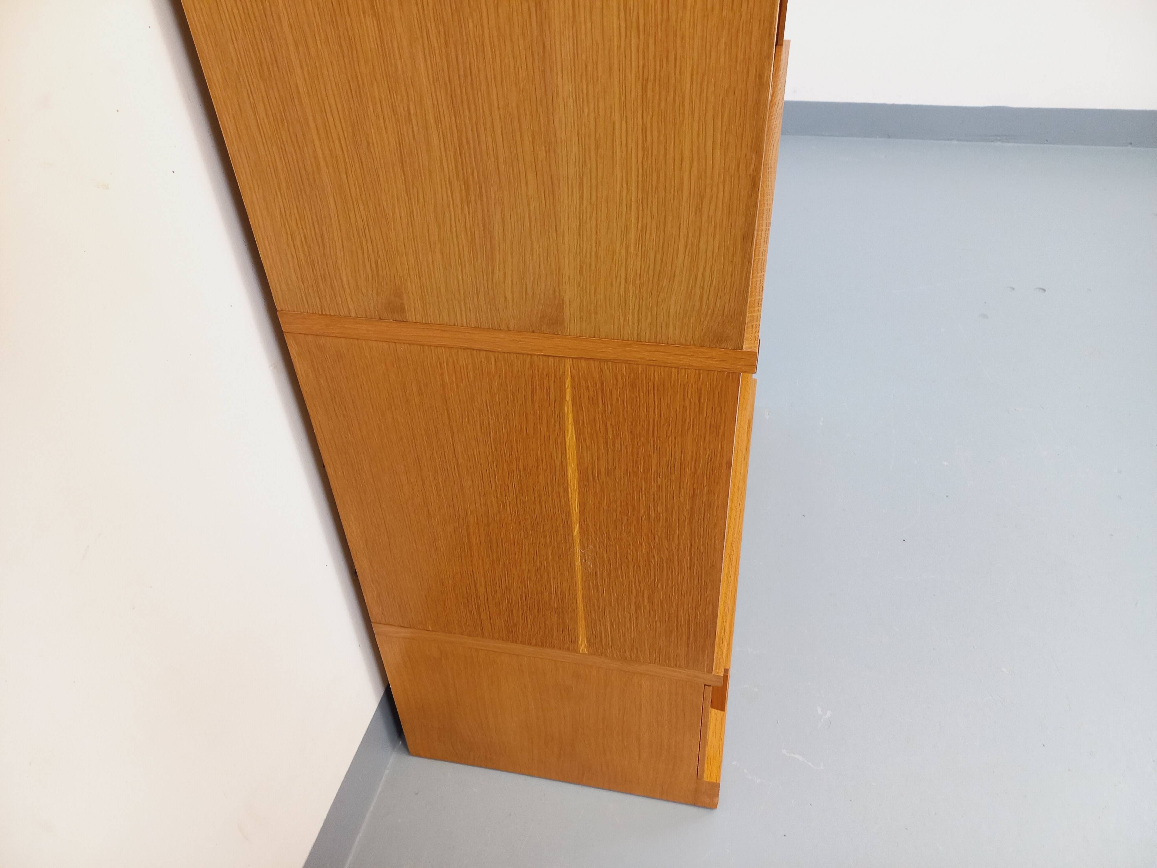 Vintage oak storage bookshelf from the 1960s.