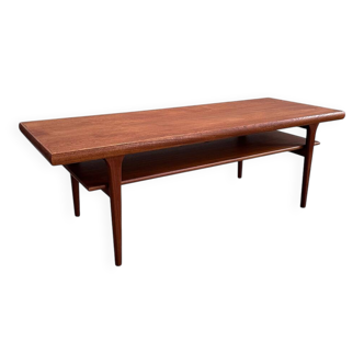 Danish teak coffee table with shelf, 1960s