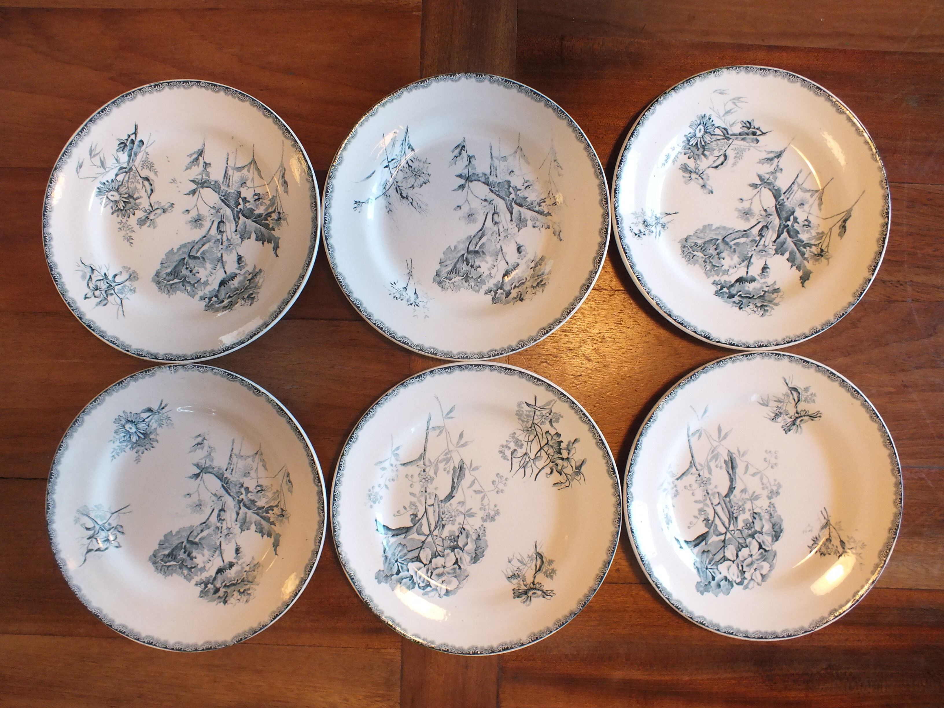 6 flat plates in Terre de Fer Choisy le Roi HB service Provençal Lot 3