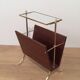 Neoclassical magazine rack in mahogany and brass