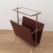 Neoclassical magazine rack in mahogany and brass