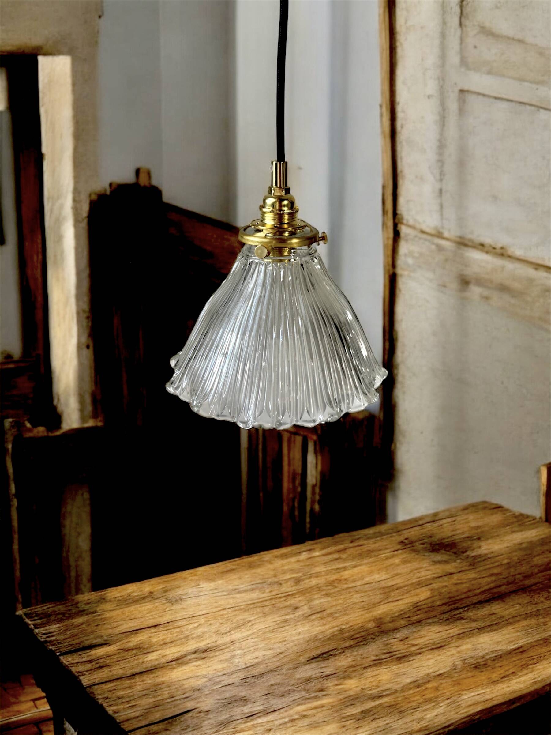 Large holophane tulip pendant light