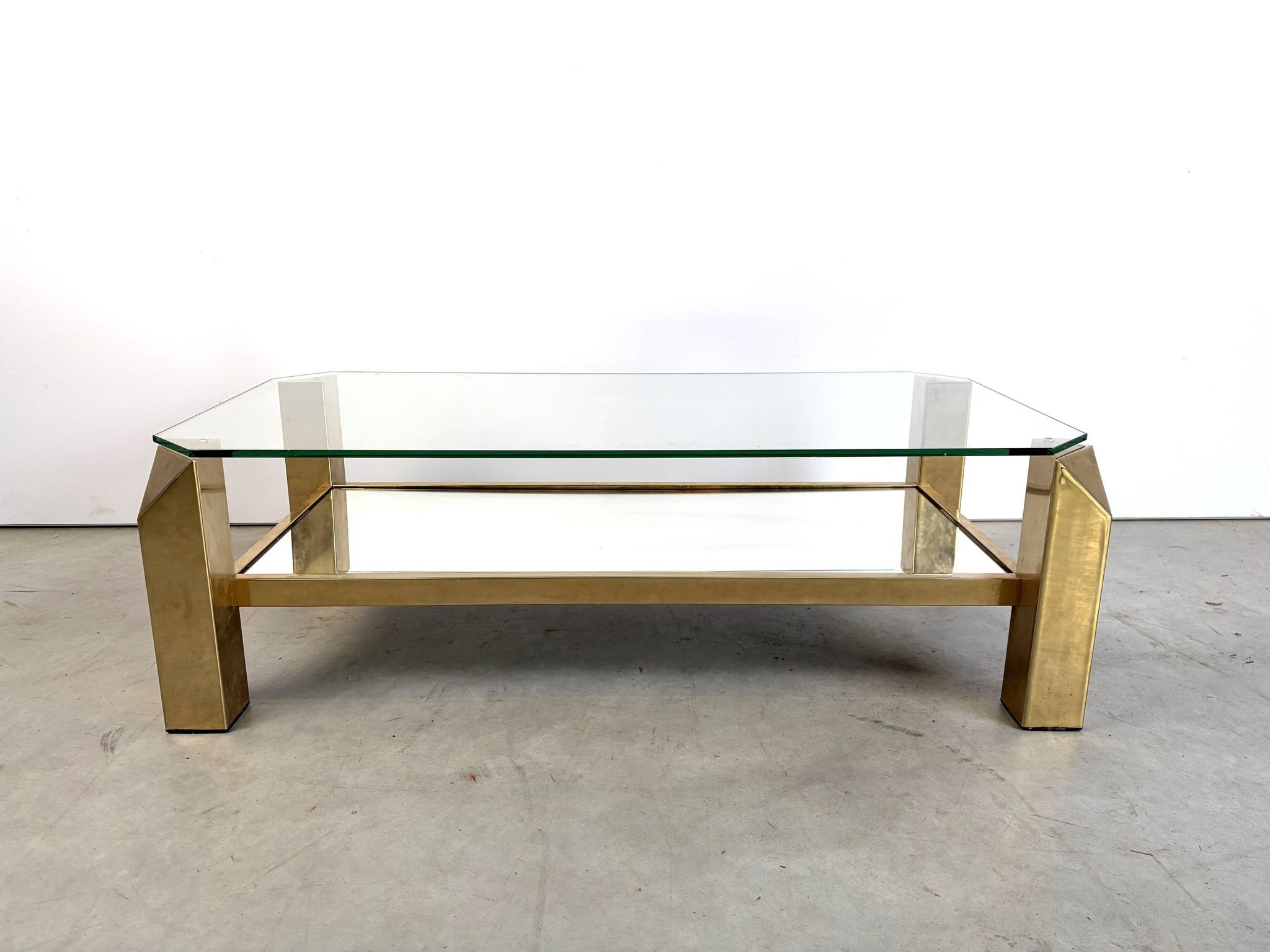 Table basse vintage en plaqué or 23 carats par Belgochrom, années 1970