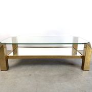 Table basse vintage en plaqué or 23 carats par Belgochrom, années 1970
