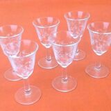 1970s 6 engraved "Tulip" glasses