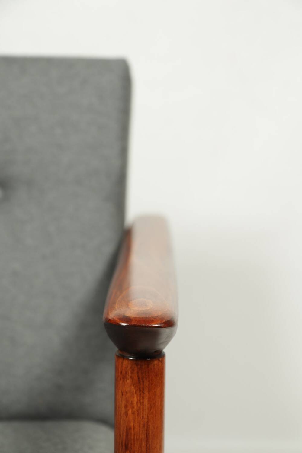 Scandinavian armchair in teak and gray fabric by E.Homa, 1960