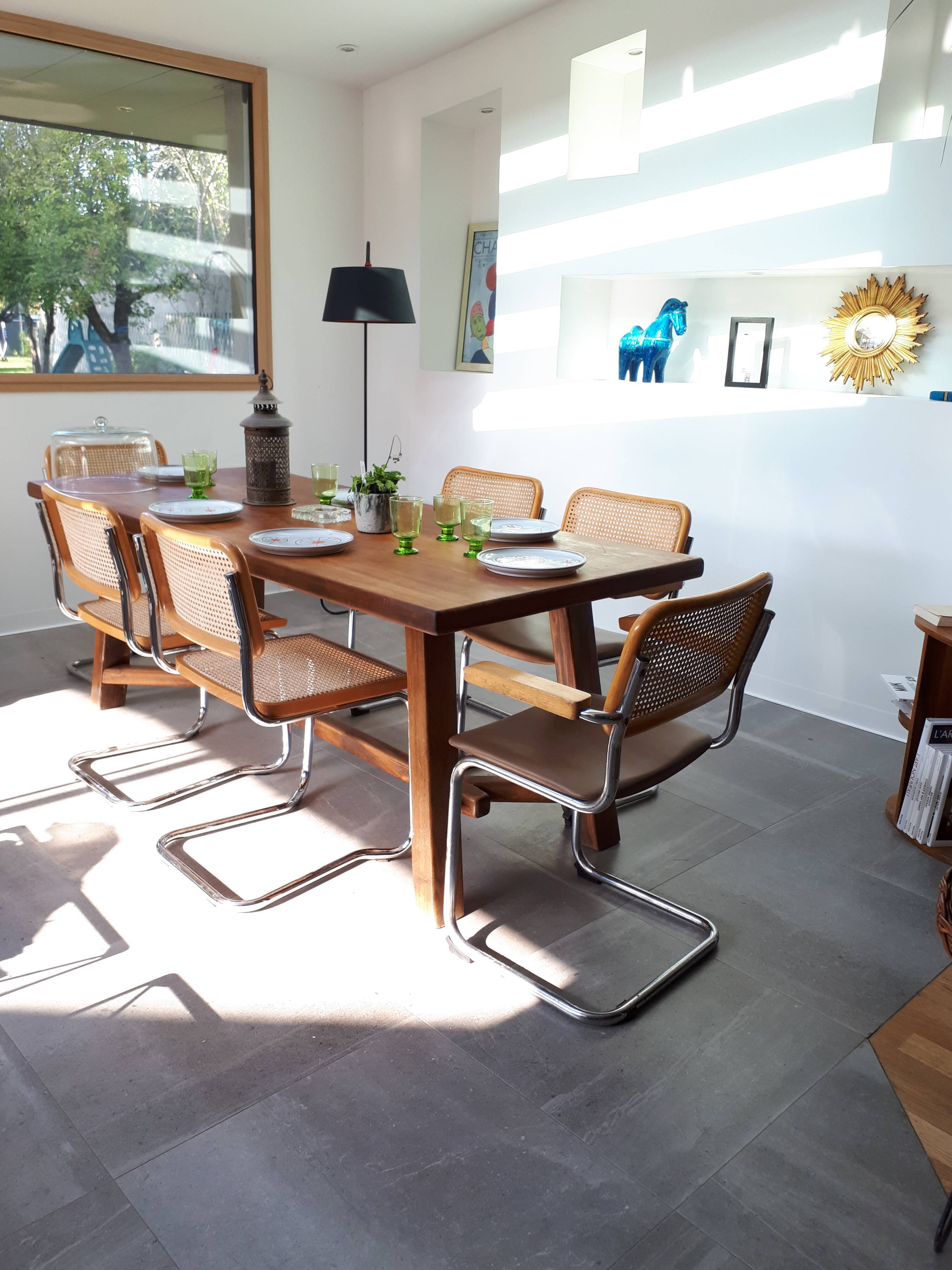 Dining room table farm and 6 chairs style breuer