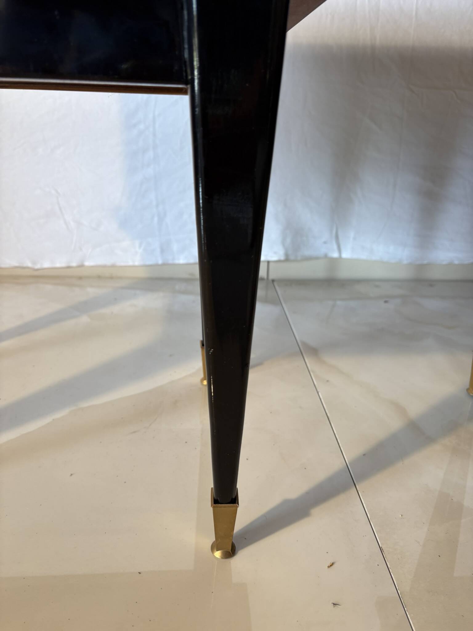 Pair of vintage bedside tables in marquetry wood – revisited Art Deco style