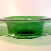Vintage Hand Blown Green Glass Centerpiece Bowl, Empoli, Italy, 1970s