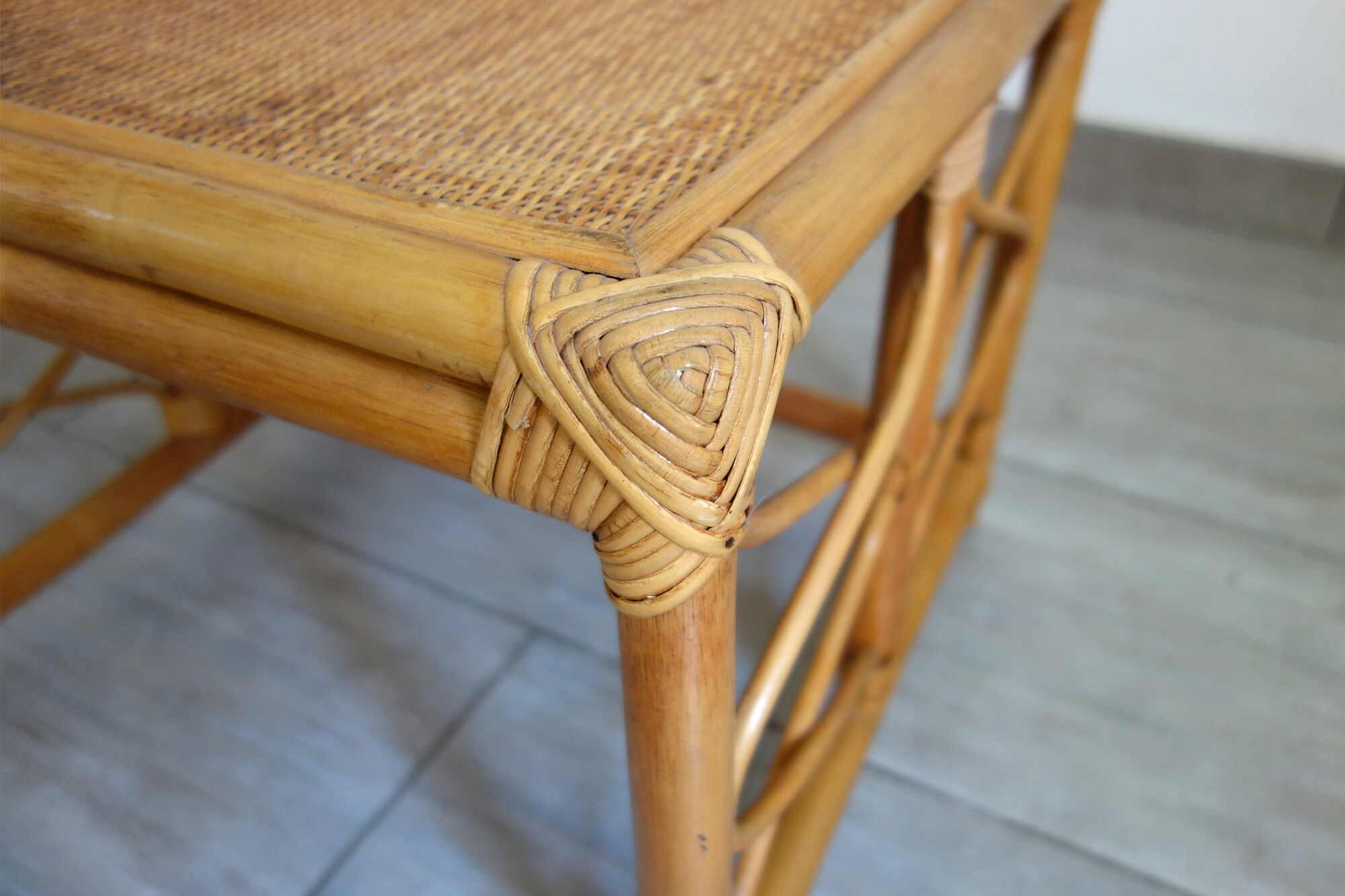 Paire de tables basses en rotin