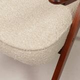 Fauteuil Bouclè de J. Chierowski, 1960 Pologne, Fauteuil en bois Design scandinave