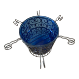 Champagne bucket in steel and blown glass
