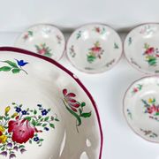 Set of 6 bowls, Réverbère model by KG Lunéville, tulip and rose pattern.