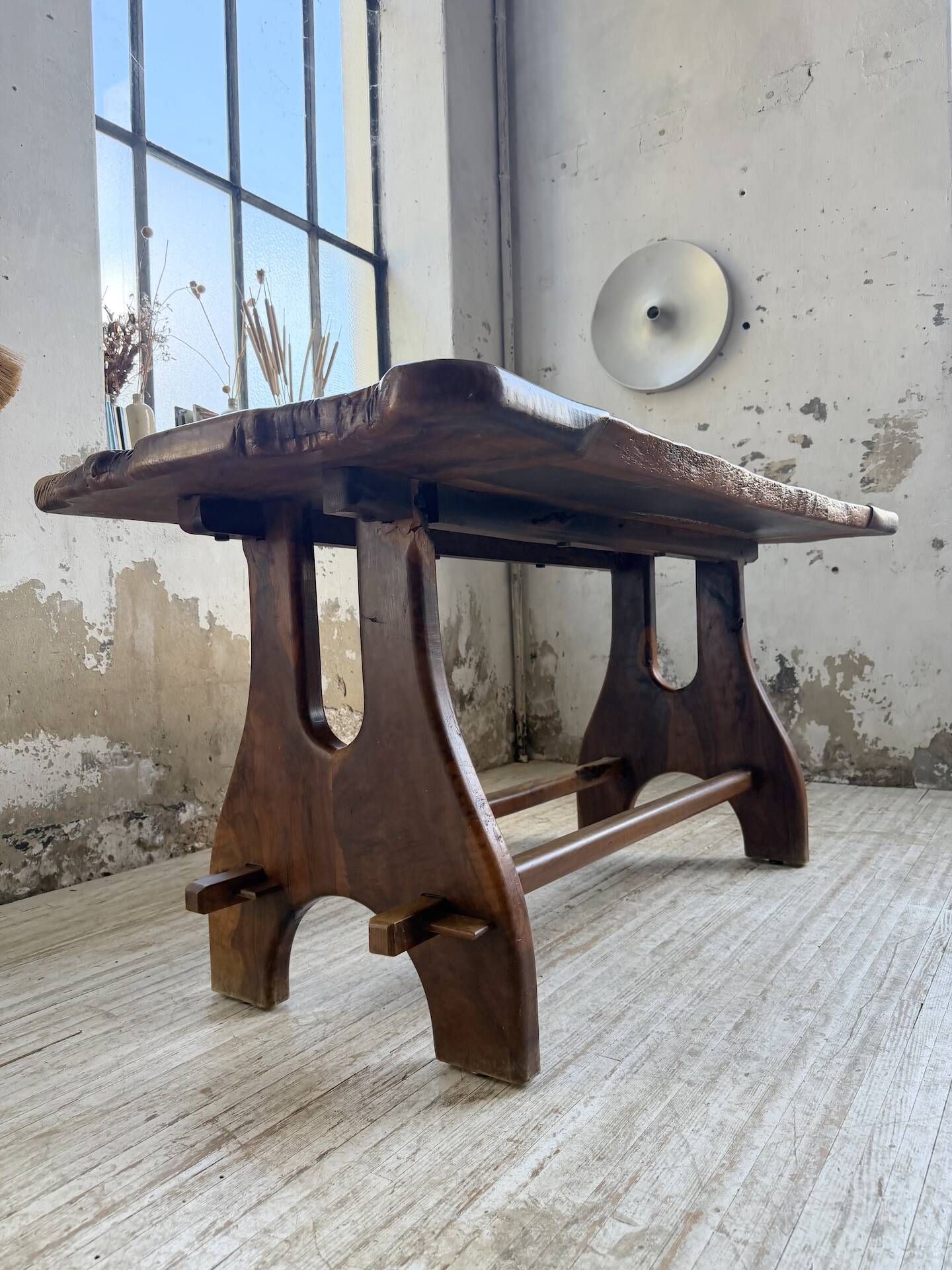 Dining table in solid olive wood Maison Skela 1960