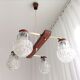 Vintage 60s rustic 4-light  wooden chandelier