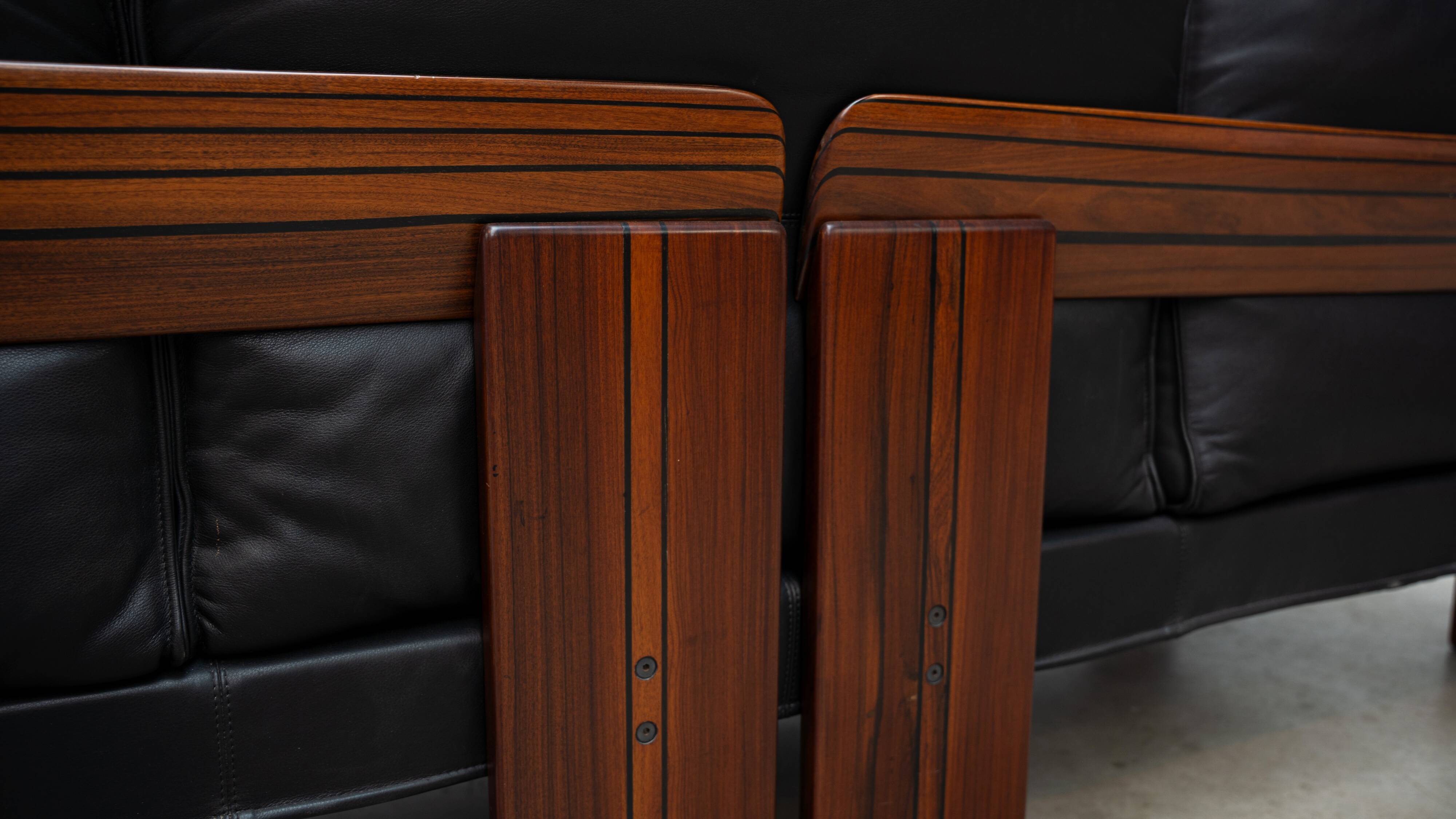 Rare rosewood 3-seater sofa by Afra e Tobia Scarpa for Maxalto