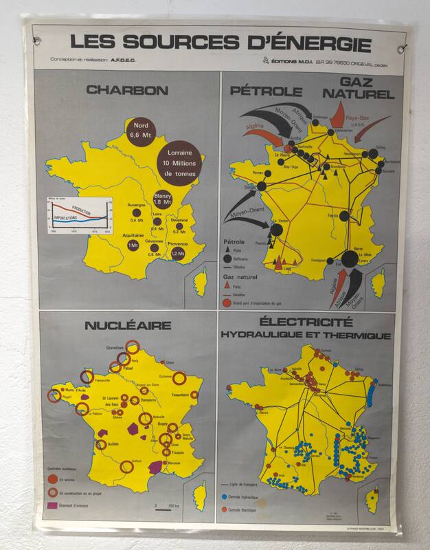 Map Scolaire La France Industrielle / Les Sources d'énergie - Editions MDI