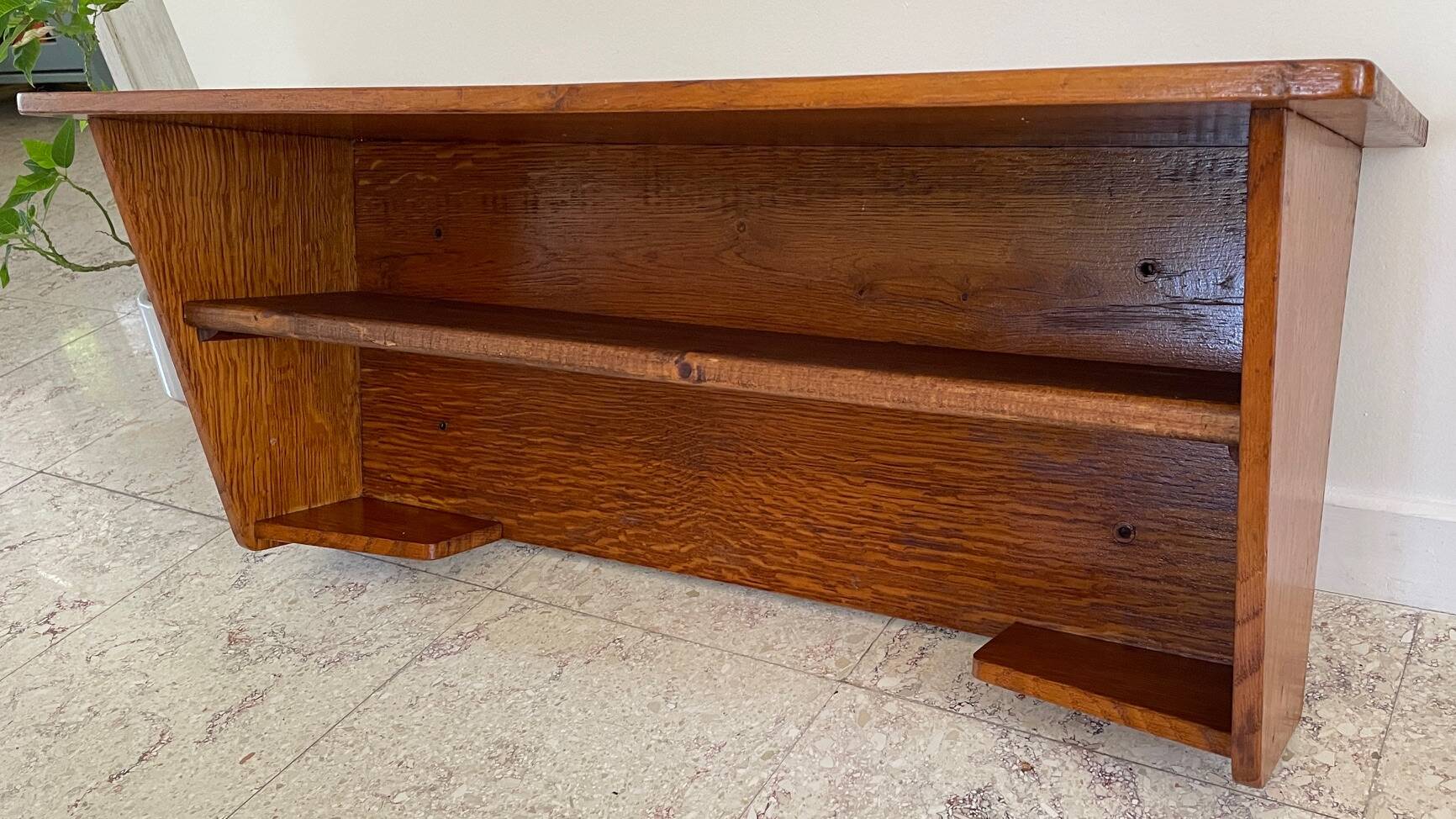 Geometric Wall Shelf Solid Oak Vintage